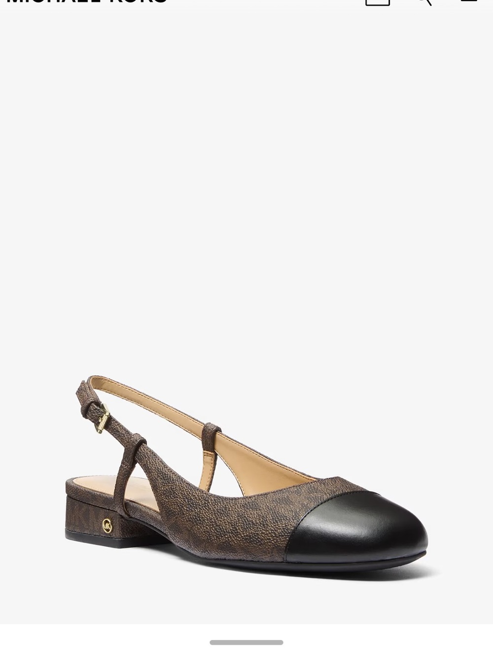 MICHAEL Michael Kors Signature Logo Cap-Toe Slingback Flats – Size 8.5